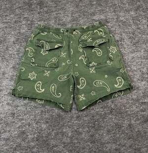 Profound Paisley Shorts XL Green Bandana Cargo Elastic Waist